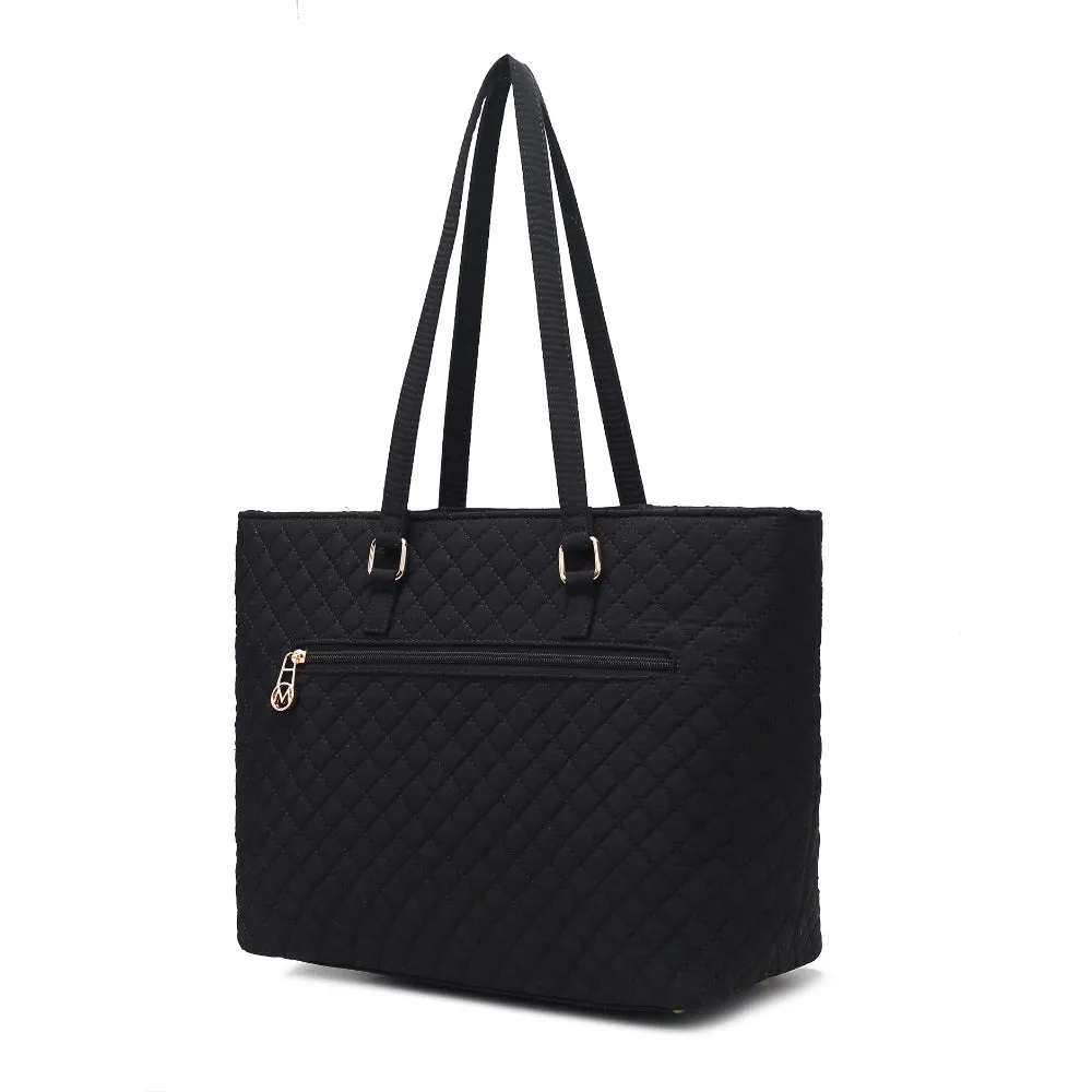 Hallie Solid Quilted Cotton Womens Tote Bag by Mia K.