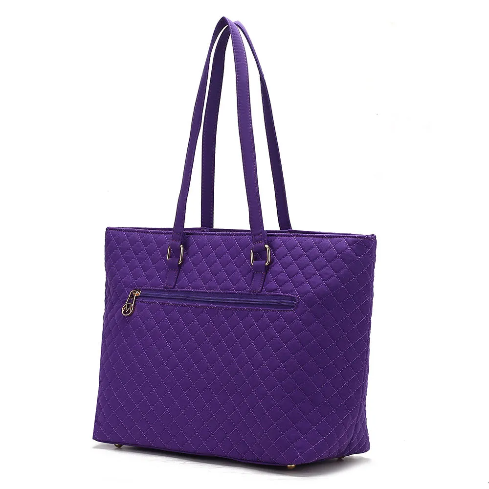 Hallie Solid Quilted Cotton Womens Tote Bag by Mia K.