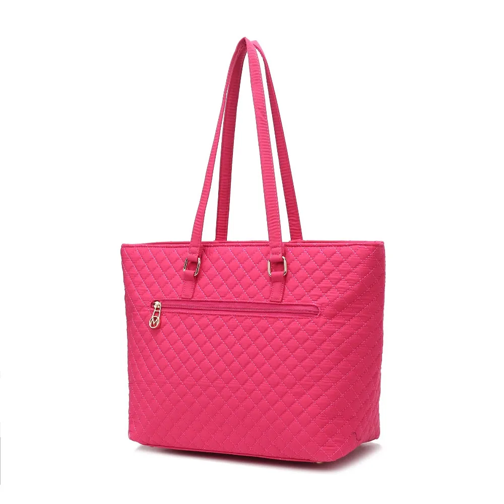Hallie Solid Quilted Cotton Womens Tote Bag by Mia K.