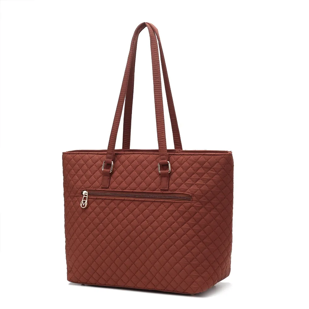 Hallie Solid Quilted Cotton Womens Tote Bag by Mia K.