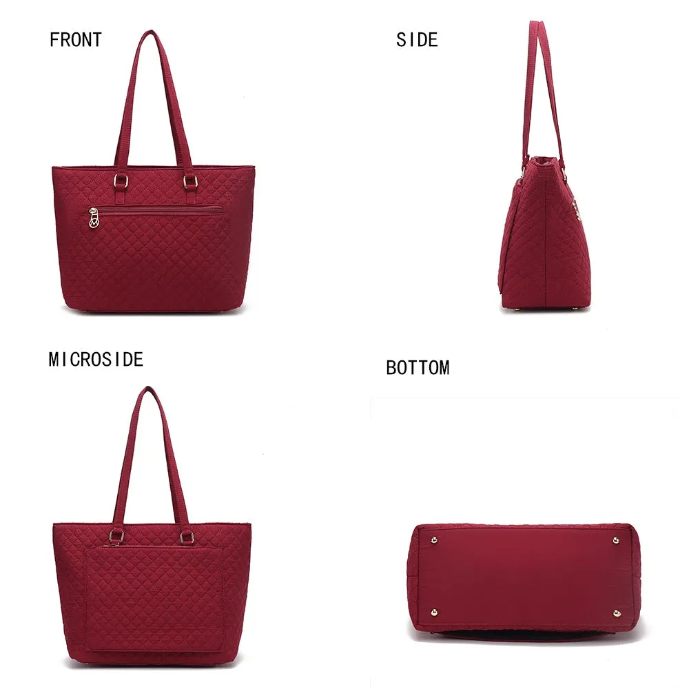Hallie Solid Quilted Cotton Womens Tote Bag by Mia K.