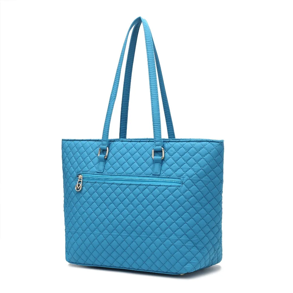 Hallie Solid Quilted Cotton Womens Tote Bag by Mia K.