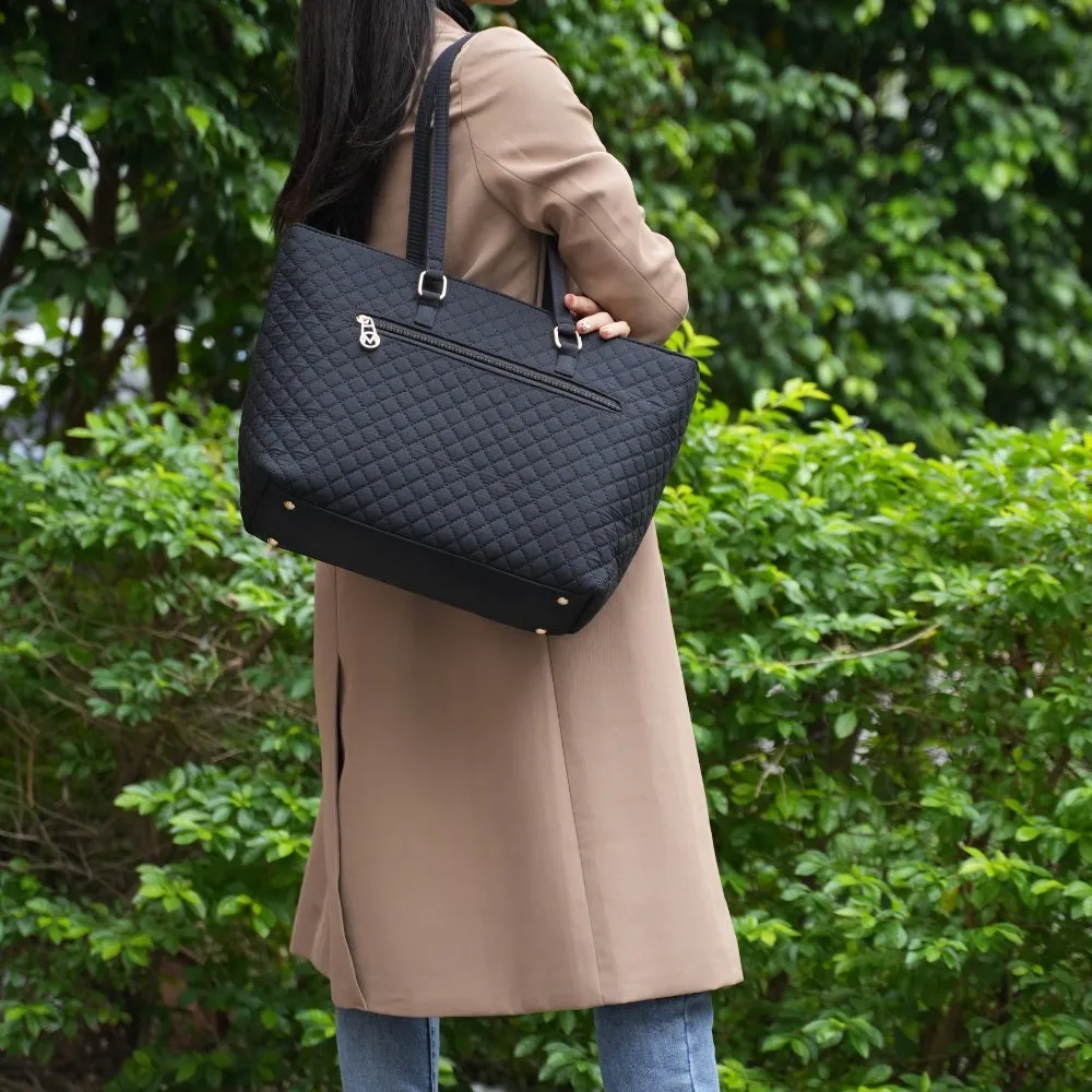 Hallie Solid Quilted Cotton Womens Tote Bag by Mia K.
