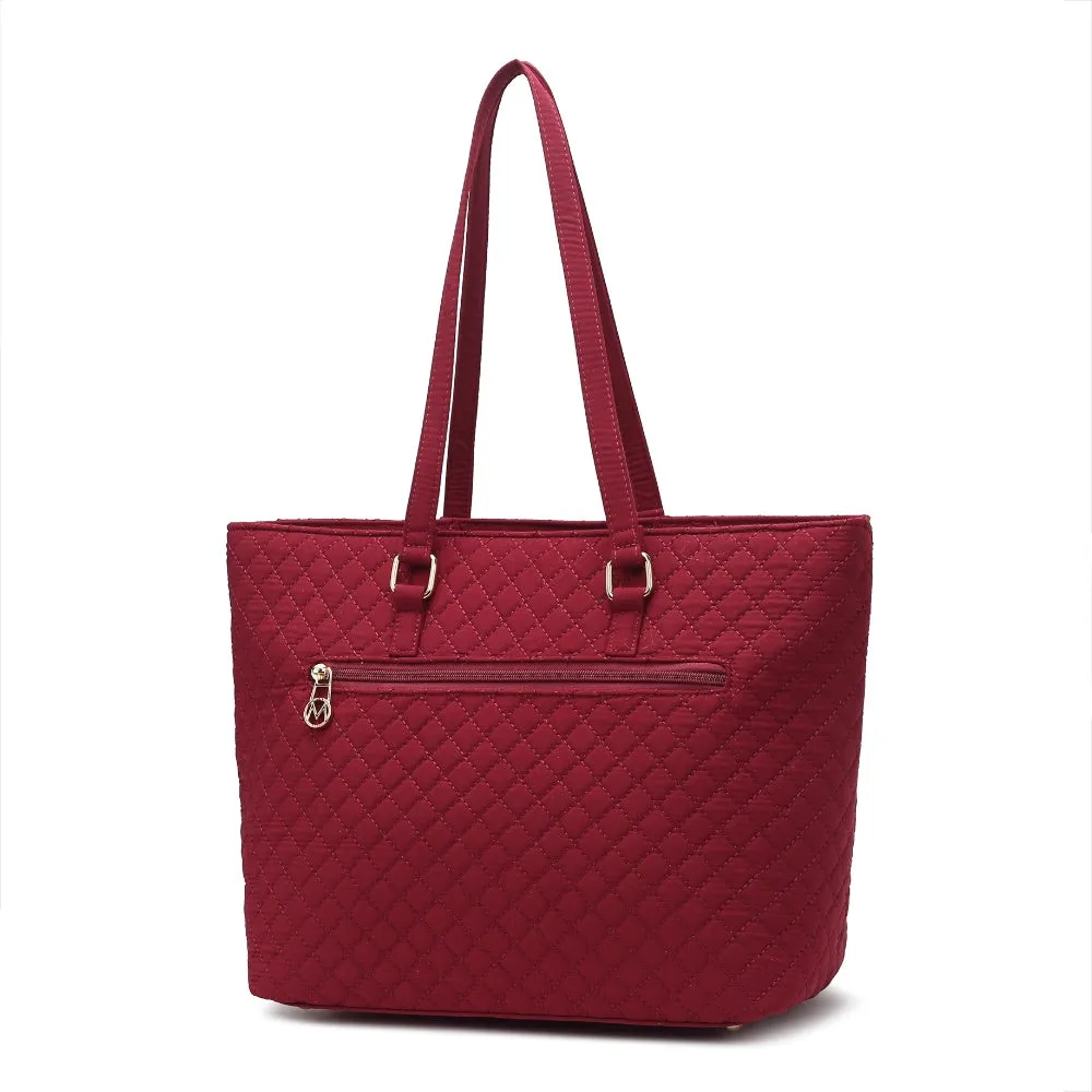Hallie Solid Quilted Cotton Womens Tote Bag by Mia K.
