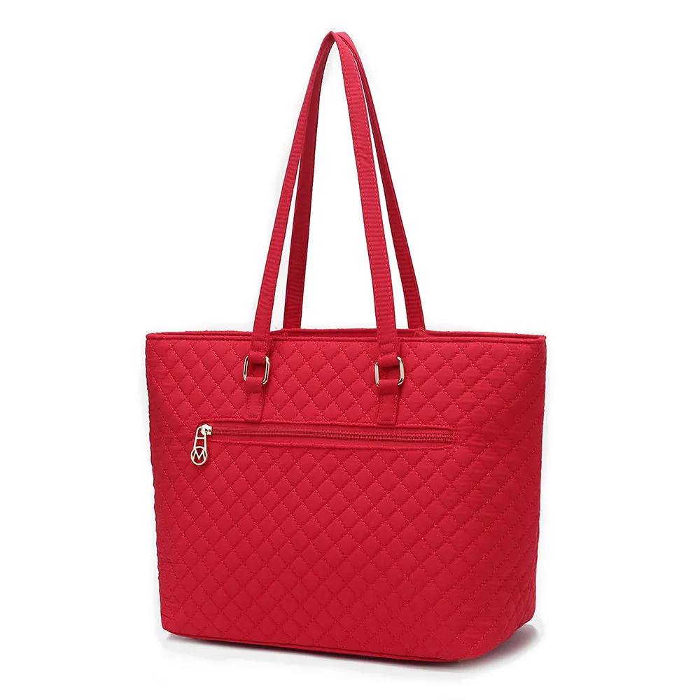 Hallie Solid Quilted Cotton Womens Tote Bag by Mia K.