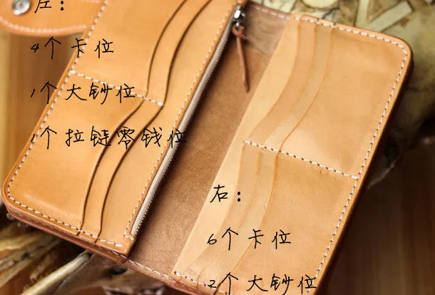Handmade biker wallet floral tooled leather biker wallet hand tooled leather wallet chian wallet