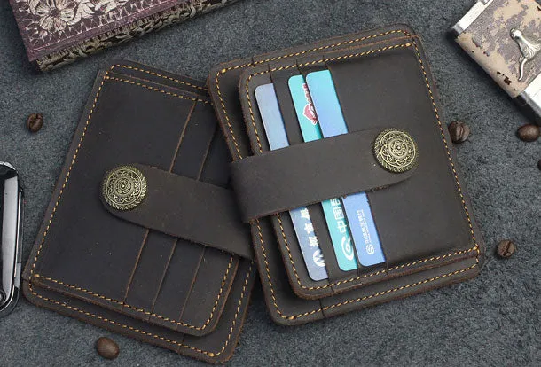 Handmade billfold Leather Wallet Cards Wallet Flowral Leather billfold Wallet For Men Women