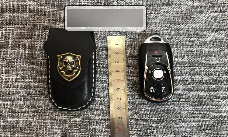 Handmade Black Leather Mens BUICK Lacrosse Car Key Case Beige Regal Car Key Holder with Belt Loop/Belt Clip