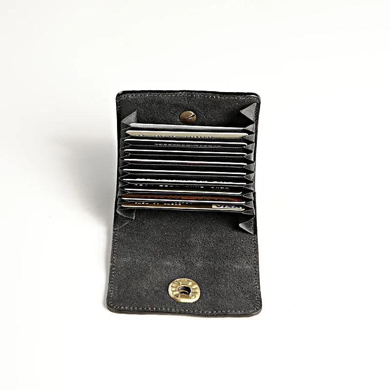 Handmade Black Leather Mens Cool Slim Leather Wallet Men Brown Small Wallet Card Holders for Men
