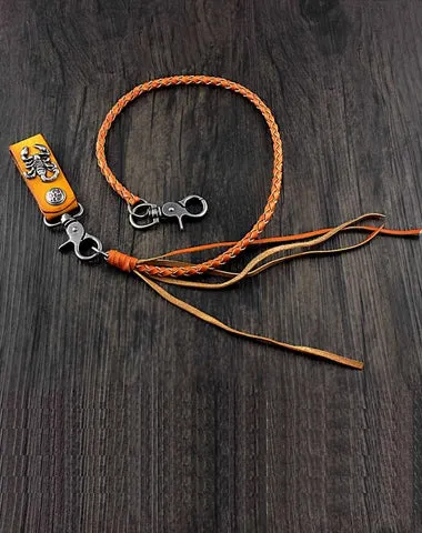 Handmade Braided Scorpion Leather Cool Punk Rock Wallet Chain Biker Trucker Wallet Chain Trucker Wallet Chain for Men