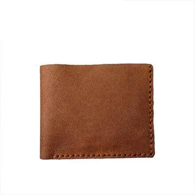 Handmade Brown Leather Mens Billfold Wallets Slim Brown Bifold Small Wallets for Men