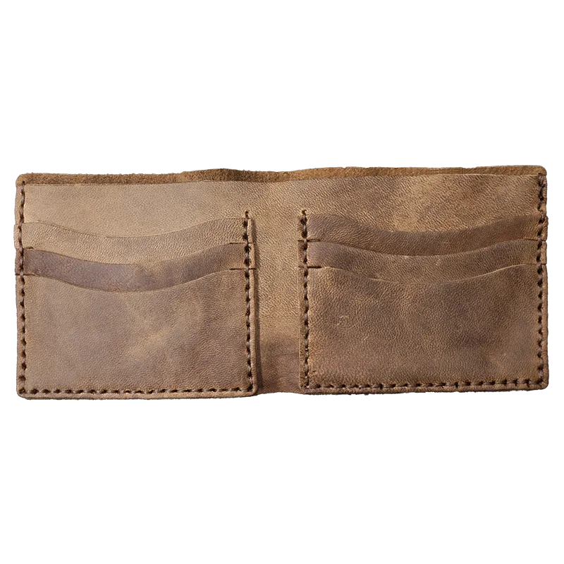 Handmade Brown Leather Mens Billfold Wallets Slim Brown Bifold Small Wallets for Men