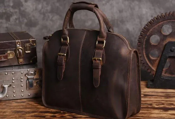 Handmade Cool leather mens Shoulder Briefcases vintage laptop Briefcase Business Briefcase