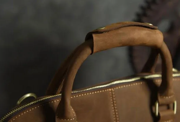 Handmade Cool leather mens Shoulder Briefcases vintage laptop Briefcase Business Briefcase
