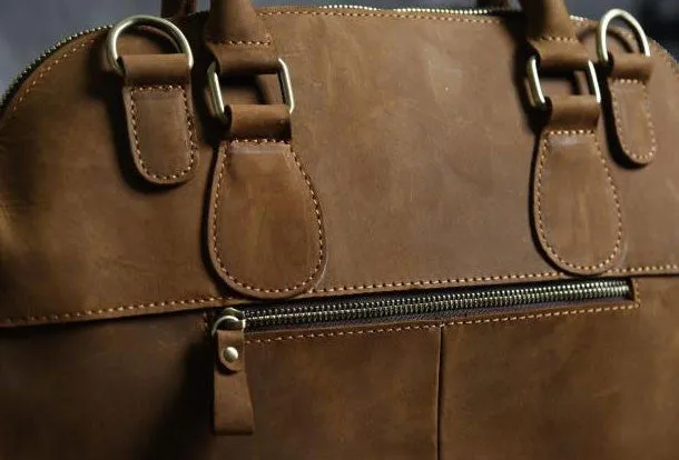 Handmade Cool leather mens Shoulder Briefcases vintage laptop Briefcase Business Briefcase