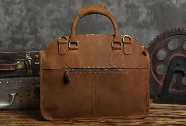 Handmade Cool leather mens Shoulder Briefcases vintage laptop Briefcase Business Briefcase