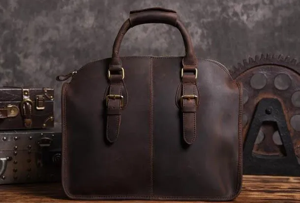 Handmade Cool leather mens Shoulder Briefcases vintage laptop Briefcase Business Briefcase