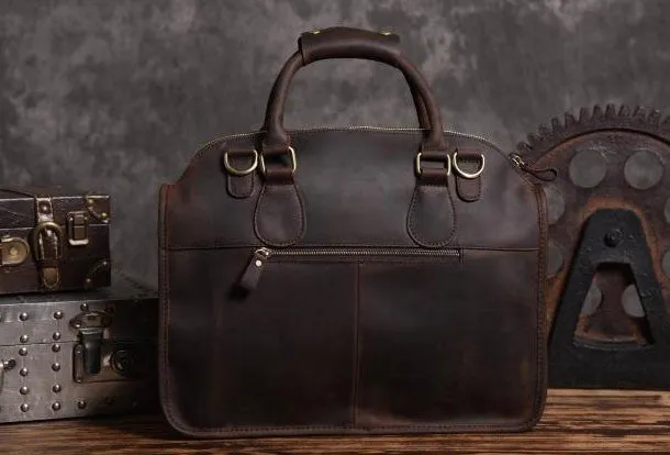 Handmade Cool leather mens Shoulder Briefcases vintage laptop Briefcase Business Briefcase