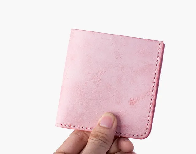 Handmade Cute Slim Leather Womens Bifold Small Wallets billfold Wallet for Women