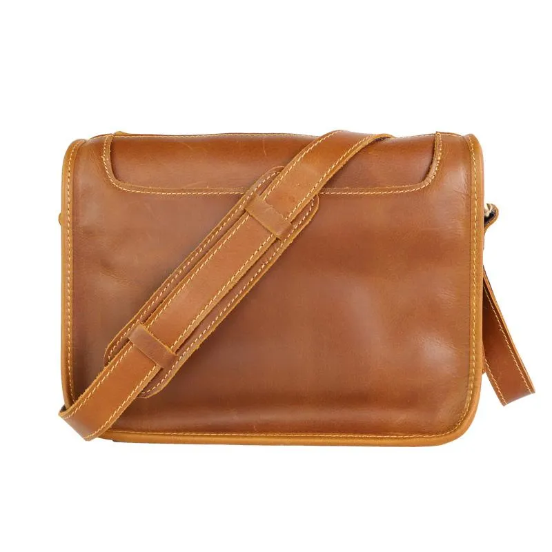 Handmade Dark Coffee Leather Mens 10 inches Courier Bag Brown Messenger Bags Dark Brown Postman Bags For Men