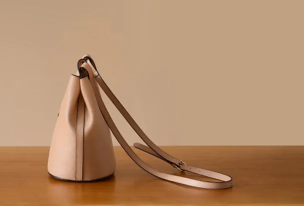 Handmade Genuine Leather Bucket Bag Purse Crossbody Bag Shoulder Bag Purse For Women