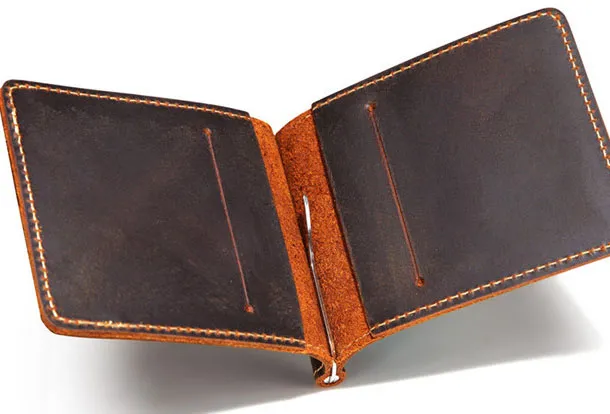 Handmade Genuine Leather Wallet billfold Leather Wallet Slim Bifold Wallet Bag For Mens