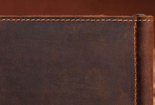 Handmade Genuine Leather Wallet billfold Leather Wallet Slim Bifold Wallet Bag For Mens