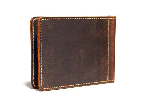 Handmade Genuine Leather Wallet billfold Leather Wallet Slim Bifold Wallet Bag For Mens