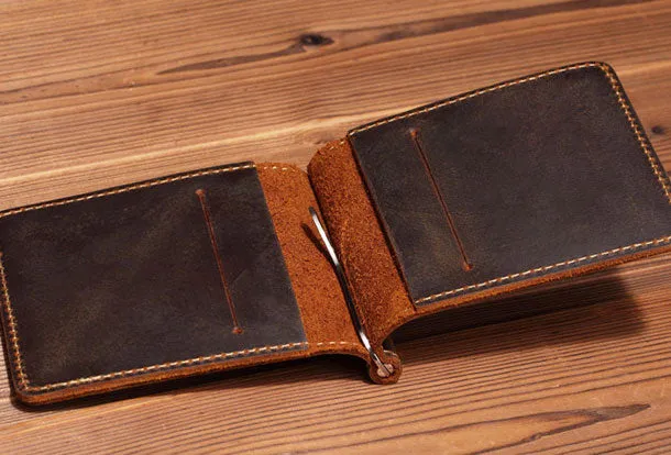 Handmade Genuine Leather Wallet billfold Leather Wallet Slim Bifold Wallet Bag For Mens