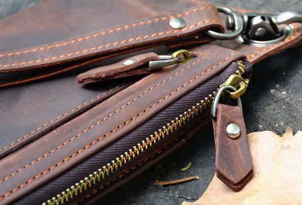 Handmade Genuine Leather Wallet Long Wallet Bifold Biker Wallet Bag For Mens