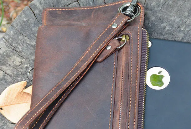 Handmade Genuine Leather Wallet Long Wallet Bifold Biker Wallet Bag For Mens