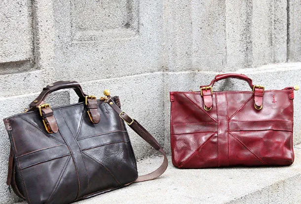 Handmade handbag briefcase purse leather crossbody bag purse shoulder bag for women