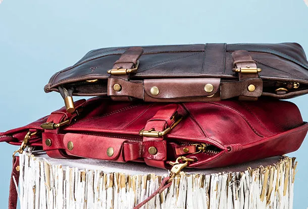Handmade Handbag Briefcase Purse Leather Crossbody Bag Purse Shoulder Bag for Women