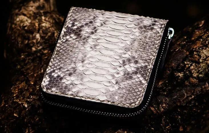 Handmade Leather Boa Skin Mens billfold Wallet Cool Small Wallet Wallet for Men