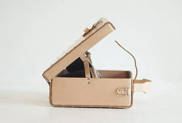 Handmade Leather briefcase small suitcase shoulder bag for crossbody bag