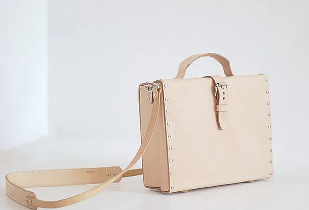 Handmade Leather briefcase small suitcase shoulder bag for crossbody bag