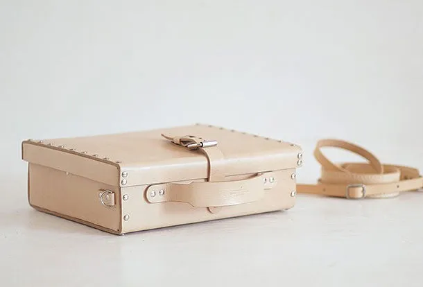 Handmade Leather briefcase small suitcase shoulder bag for crossbody bag
