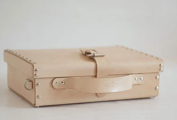 Handmade Leather briefcase small suitcase shoulder bag for crossbody bag