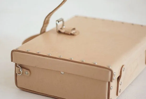Handmade Leather briefcase small suitcase shoulder bag for crossbody bag