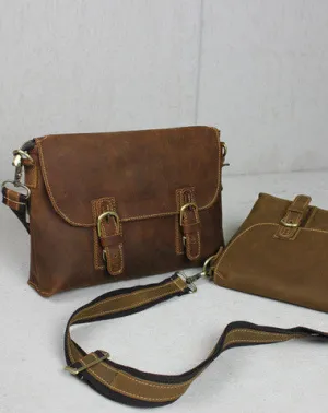 Handmade leather Briefcases men messenger Coffee shoulder bag vintage bag for him
