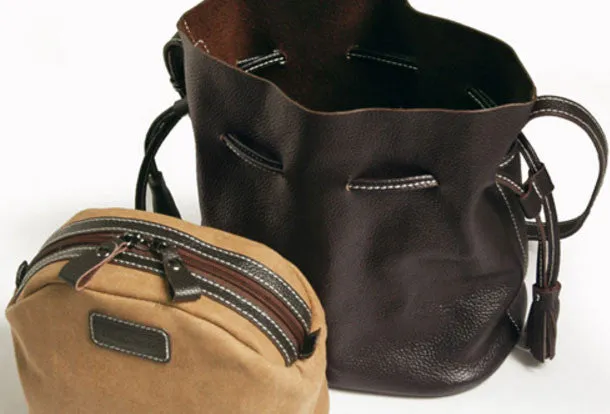 Handmade Leather bucket bag shoulder bag for women leather crossbody bag
