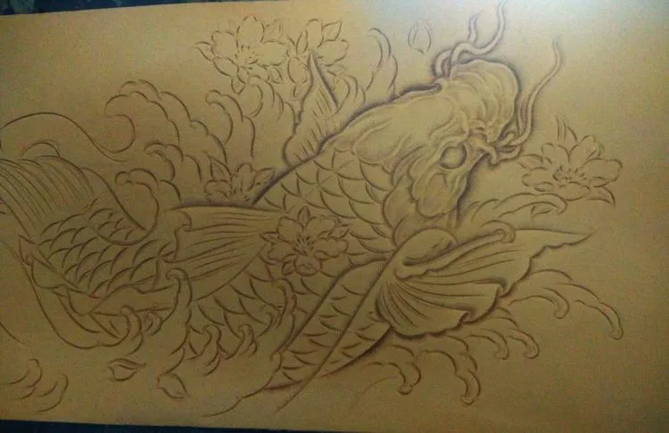 Handmade Leather Carp Fish Tooled Mens billfold Wallet Cool Leather Wallet Slim Wallet for Men