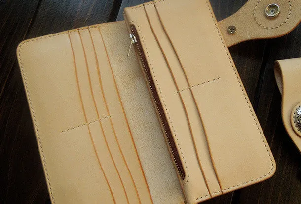 Handmade leather chain biker wallet bifold trucker wallet Chain Long wallet for men