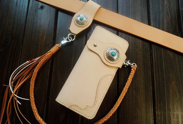 Handmade leather chain biker wallet bifold trucker wallet Chain Long wallet for men