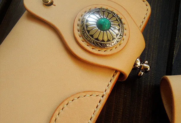 Handmade leather chain biker wallet bifold trucker wallet Chain Long wallet for men