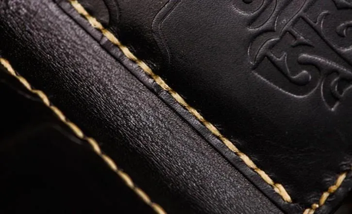 Handmade Leather Chinese Lion Tooled Mens Small Wallet Cool Leather Wallet billfold Wallet for Men