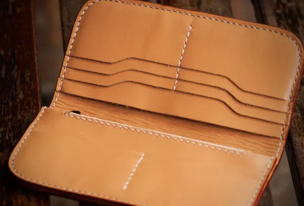 Handmade leather Chinese Taranis biker wallet long wallet black leather men phone