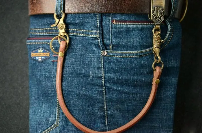 Handmade Leather Cool Punk Rock Cross Wallet Chain Biker Trucker Wallet Chain Trucker Wallet Chain for Men