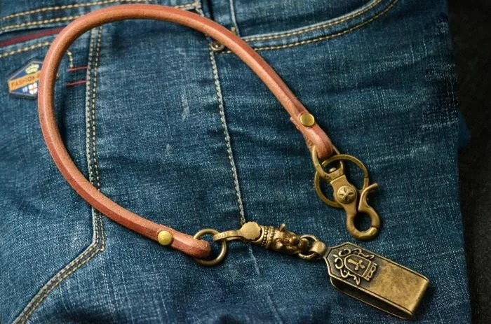 Handmade Leather Cool Punk Rock Cross Wallet Chain Biker Trucker Wallet Chain Trucker Wallet Chain for Men