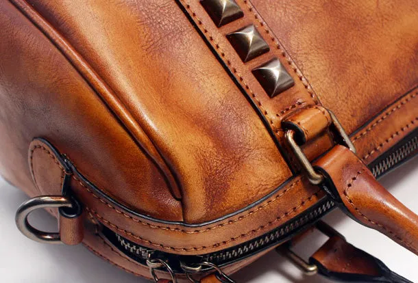 Handmade Leather Handbag Doctor Bag Purse Crossbody Shoulder Bag for Girl Women Lady